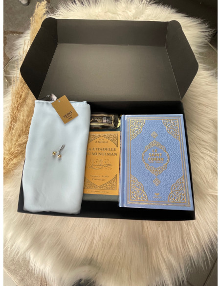COFFRET HIJABI WA QURAN BLUE